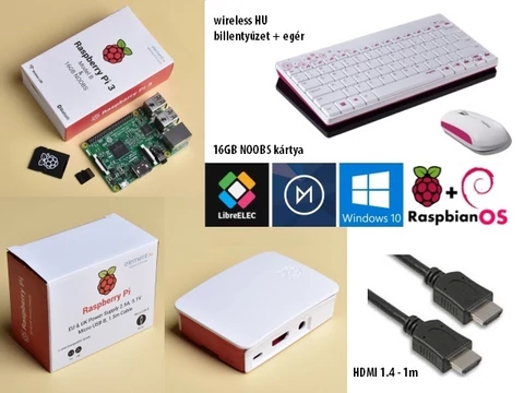 Raspberry Pi 3 Official KIT + HU bill. + egér + HDMI 1m