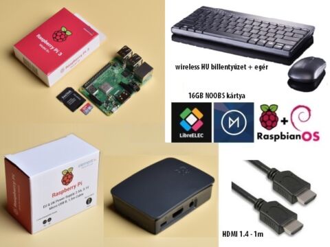 SB-Com Pi3 Plus Official KIT B/G + HU bill. + egér + HDMI 1m