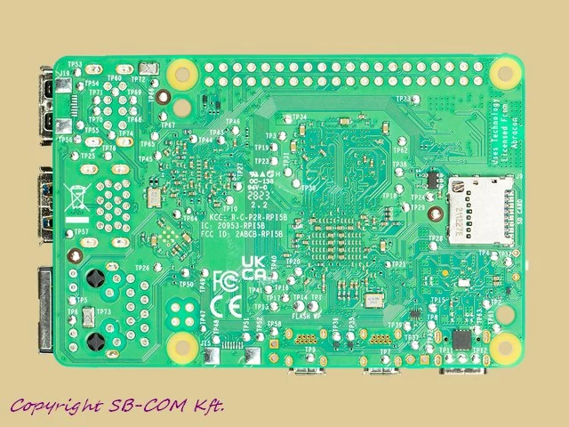 Raspberry Pi 5 - 8 GB RAM alaplap hátoldala